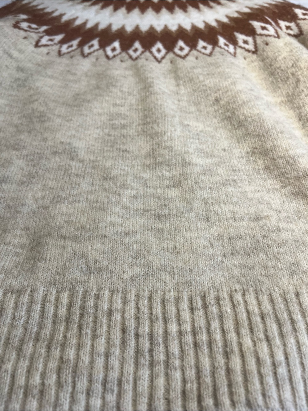 Aspen Fair Isle Turtleneck Sweater Nordic Wool Blend Oatmeal Brown Small - Picture 12 of 16